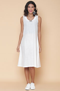 White Cotton Printed Dress image number 3