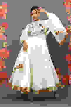 Rohit Bal Off White Cotton Blend Anarkali Kurta Suit Set image number 0