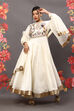 Rohit Bal Off White Cotton Blend Anarkali Kurta Suit Set