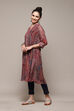 Red & Blue Polyester Straight Printed Kurta image number 3