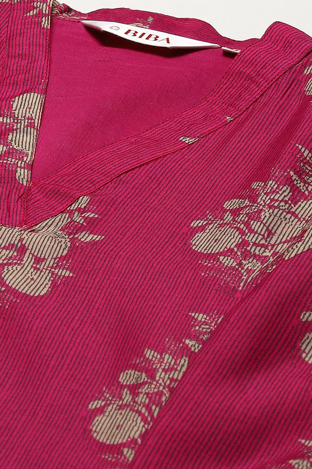 Pink Poly Chanderi A-Line Printed Kurta Palazzo Suit Set image number 1