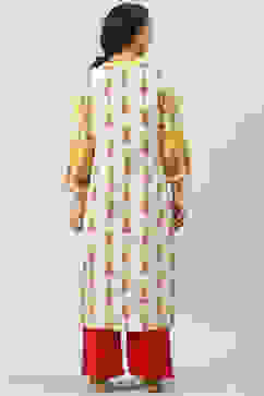 Yellow Rayon Straight Printed Kurta image number 4