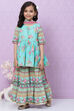 Sea Green Cotton Garara Kurta Garara Suit Set