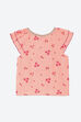 Peach Cotton Straight Printed Top image number 2