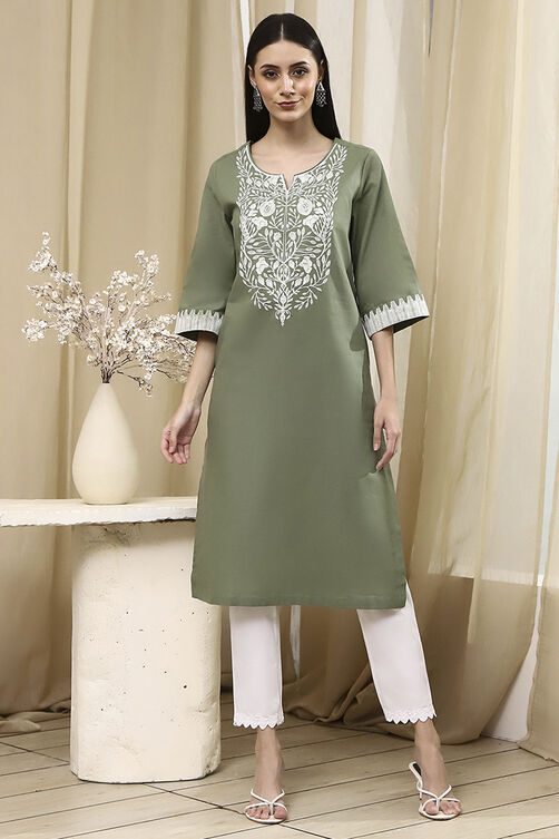 Maroon Cotton Dyed Straight Kurta image number 5