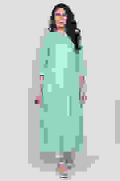 Turquoise Front Open Kurta image number 5