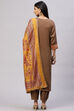 Brown Cotton Blend Digital Print Unstitched Suit Set image number 4
