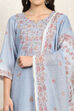 Sky Blue Linen Blend Unstitched Suit Set image number 2