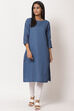 Indigo Cotton Straight Yarndyed Kurta image number 0