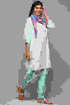 Sky Blue Rayon Straight Kurta Cross Yoke Salwar Suit Set image number 6