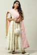 Off White Cotton Anarkali Kurta Churidar Suit Set image number 6