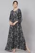 Black Straight Viscose Two Piece Printed Sleepwear Set image number 0