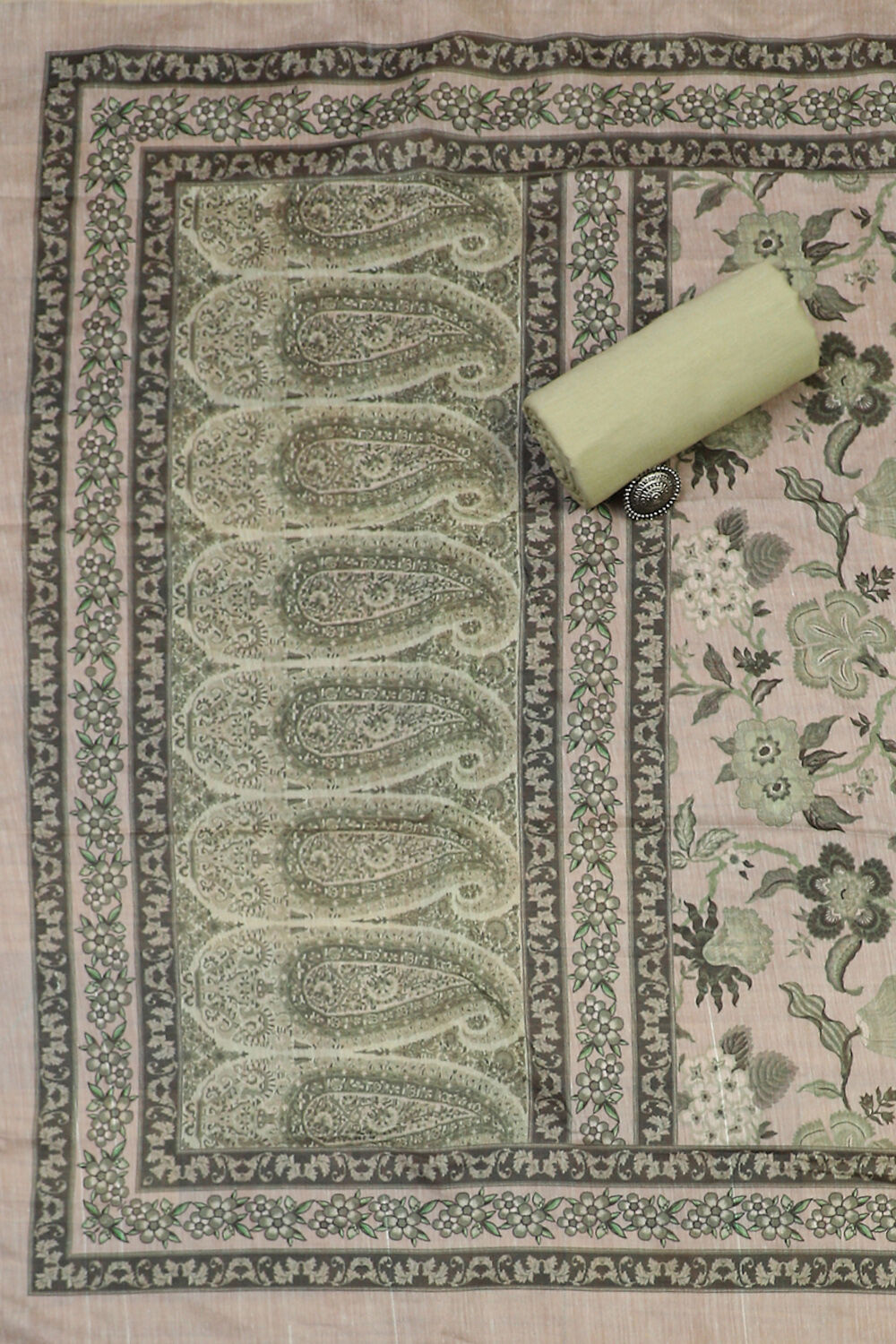 Purple Cotton Printed Unstitched Suit Set image number 3