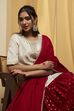 Red Polyester Straight Lehenga Set image number 1