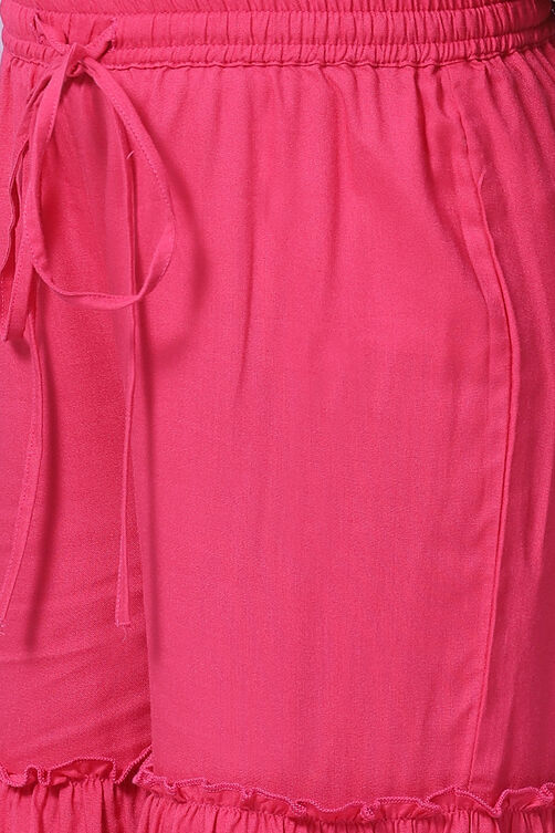 Berry Pink Rayon Flared Printed Kurta Set image number 2