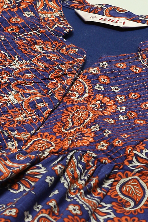 Red Rayon Flared Printed Kurti image number 1