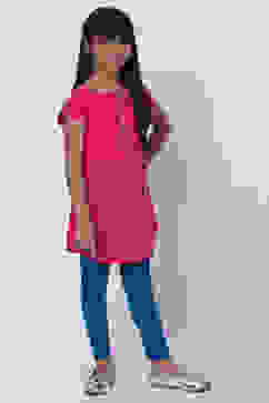 Pink Cotton Straight Kurta Capri Suit Set image number 3