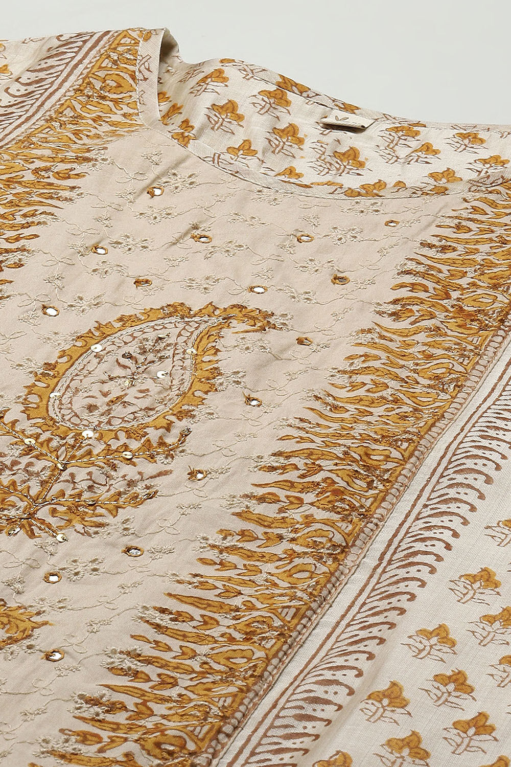 Beige Pink Chanderi Unstitched Suit set image number 2