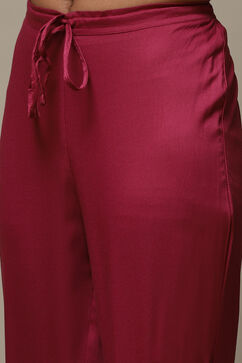 Plum Rayon Straight Kurta Pants 2 Piece Set image number 2