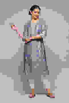 Blue Polyester Straight Printed Kurta image number 0