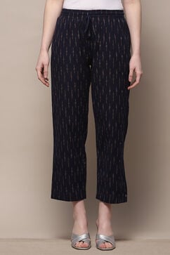 Navy Blue Cotton Straight Palazzo image number 5