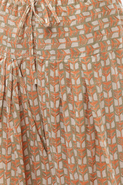 Peach Cotton Screen Print Unstitched Suit Set image number 2