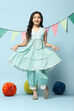 Mint Green Cotton Tiered Kurta Salwar 2 Piece Set image number 0