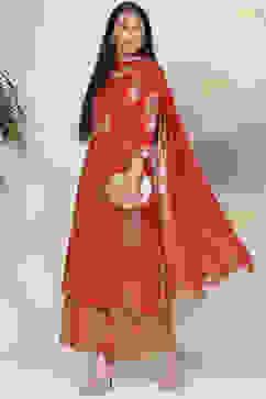 Red Straight Cotton Straight Kurta Palazzo Suit Set image number 6