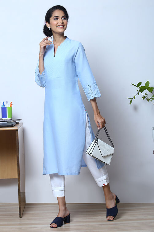 Peach Cotton Flax Kurta image number 5