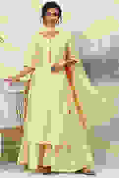 Lime Yellow Art Silk Straight Kurta Sharara Suit Set image number 7