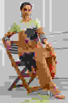 Orange Viscose Rayon Straight Printed Fusion Set image number 0