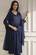 Blue Solid Gathered Suit Set image number 8