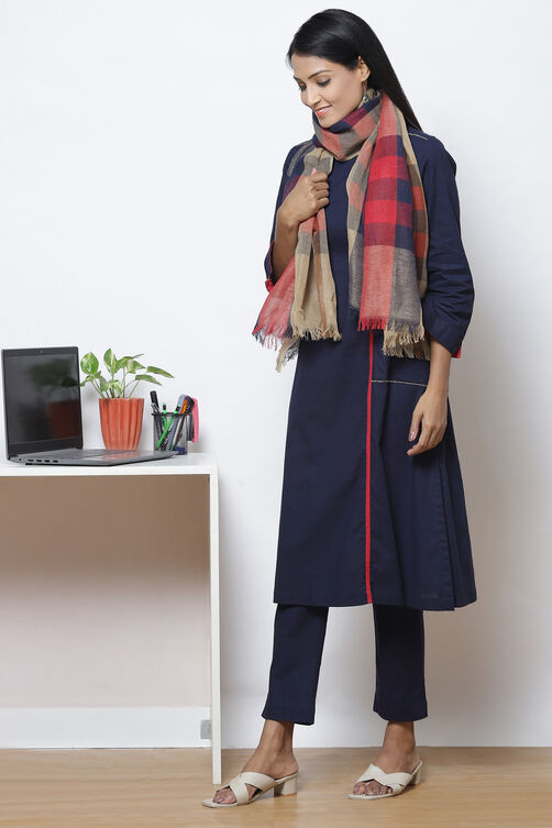 Navy Straight Cotton Fusion Wear 3 Piece Set image number 7