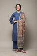 Blue Cotton Straight Kurta Palazzo Suit Set image number 7