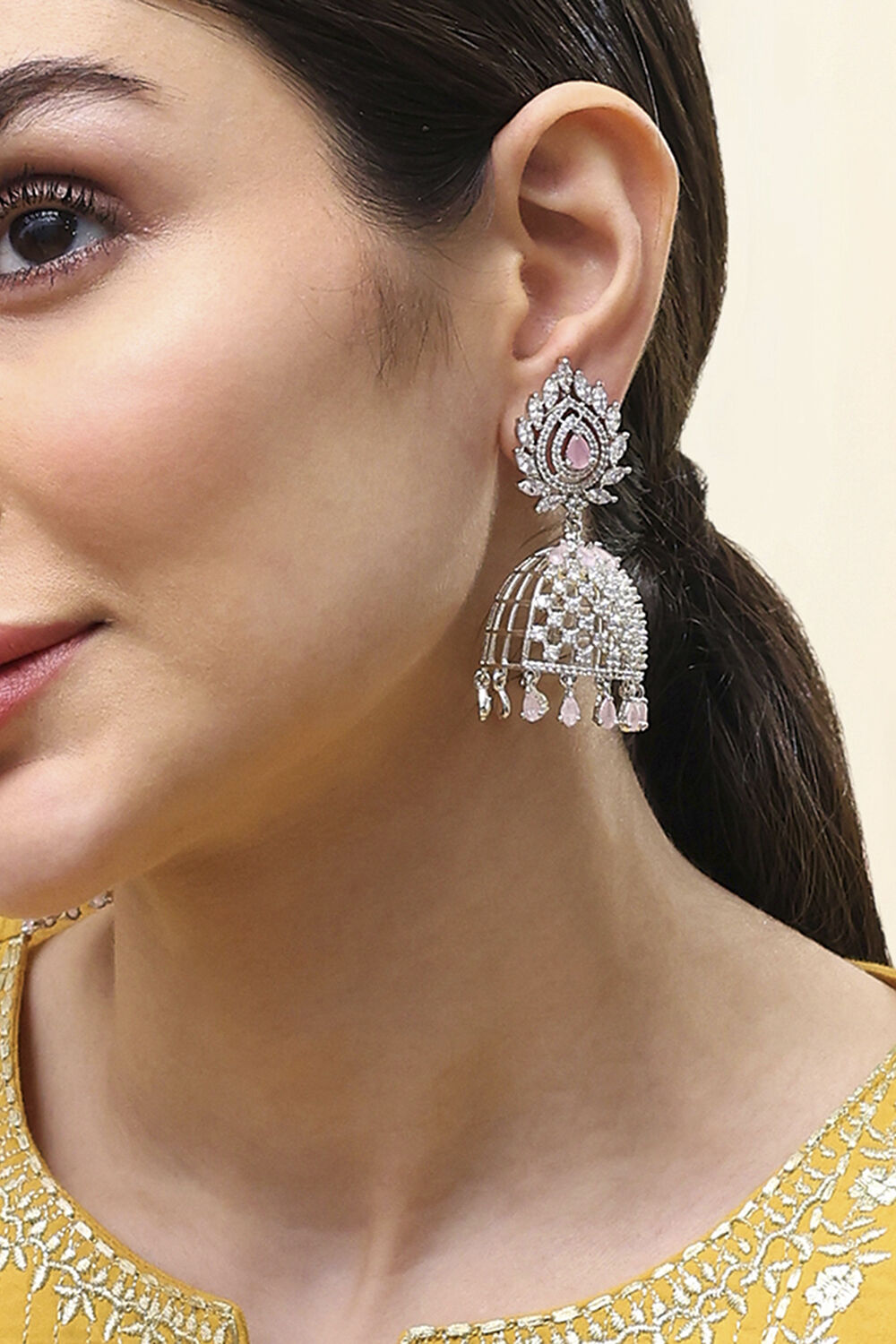 Pink Alloy Jhumka image number 1