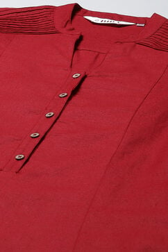 Red A-Line Solid Kurta image number 1