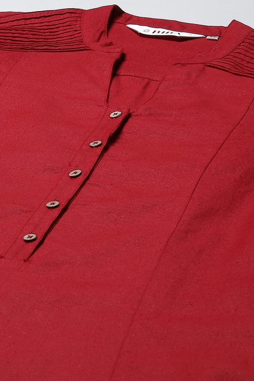 Red A-Line Solid Kurta image number 1