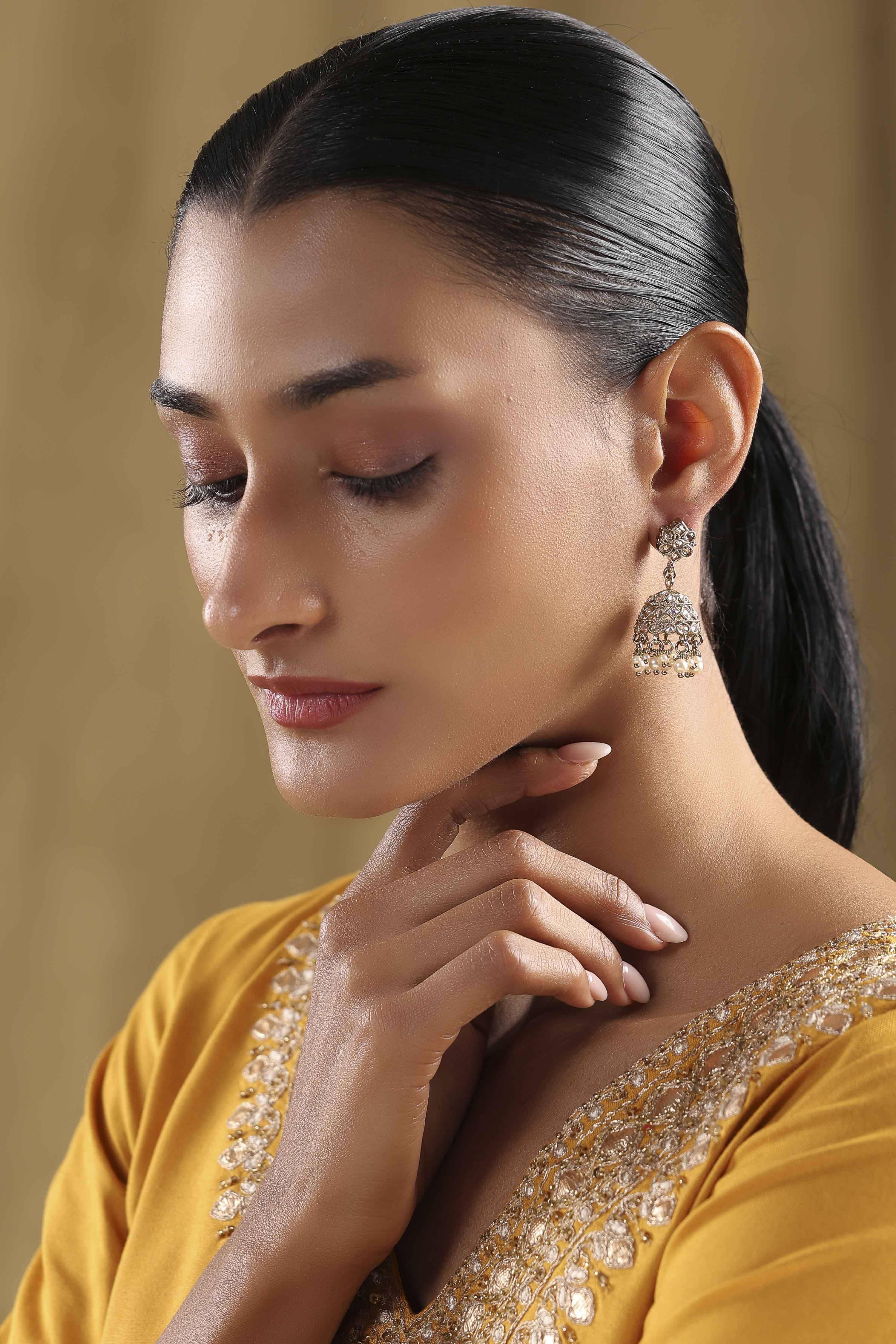 Champagne Alloy Jhumka image number 3