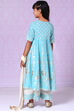 Light Blue Cotton Kalidar Kurta Flared Palazzo Suit Set image number 7