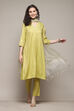 Lime Green LIVA Straight Kurta Pant Suit Set image number 7