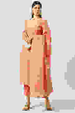 Blush Pink Printed Straight Kurta Regular Pants Suit Set image number 7