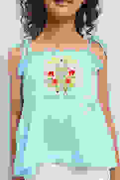 Sky Blue Cotton A-Line Top image number 1