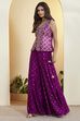 Black Viscose Rayon Embroidered Fusion Set image number 4