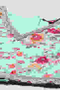 Blue Cotton Printed Blouse With Net Lehenga & Net Dupatta image number 1