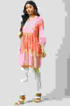 Pink LIVA Flared Kurta image number 2