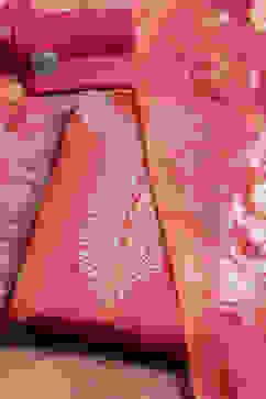 Pink Chanderi Machine Embroidered Unstitched Suit Set image number 0