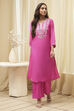 Pink Embroidered Straight Kurta Set image number 6