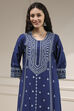 Blue Dyed Printed Straight Suit Set image number 7