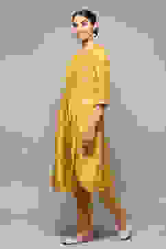 Ochre Art Silk Flared 2 Piece Set image number 3