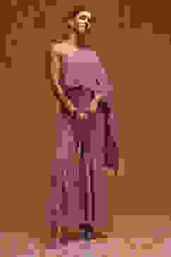 Rose Pink Georgette Heavy Beaded Embroidery Jumpsuit image number 1